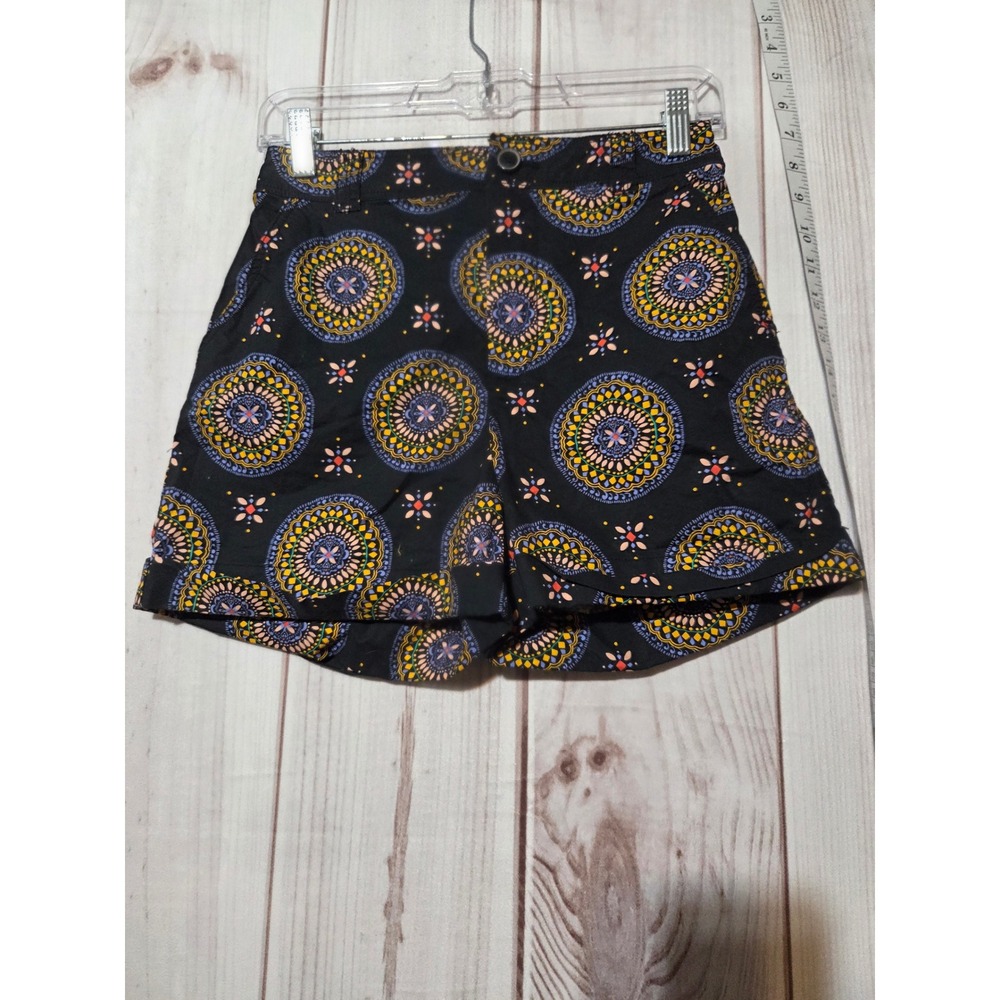 Maeve by Anthropologie Black Medallion Print High Waisted Shorts Women's Size 0